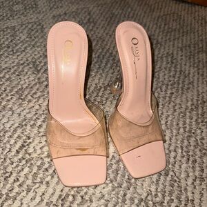Women's Pink and Tan Heels
